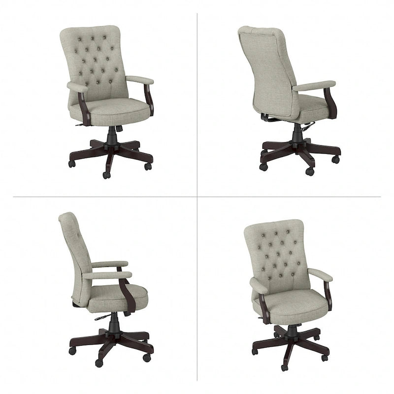 Chaise de bureau capitonnée à dossier haut Salinas avec accoudoirs par Bush Furniture