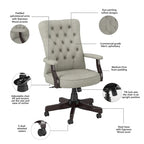 Chaise de bureau capitonnée à dossier haut Salinas avec accoudoirs par Bush Furniture