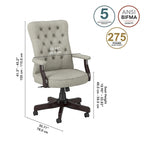 Chaise de bureau capitonnée à dossier haut Salinas avec accoudoirs par Bush Furniture
