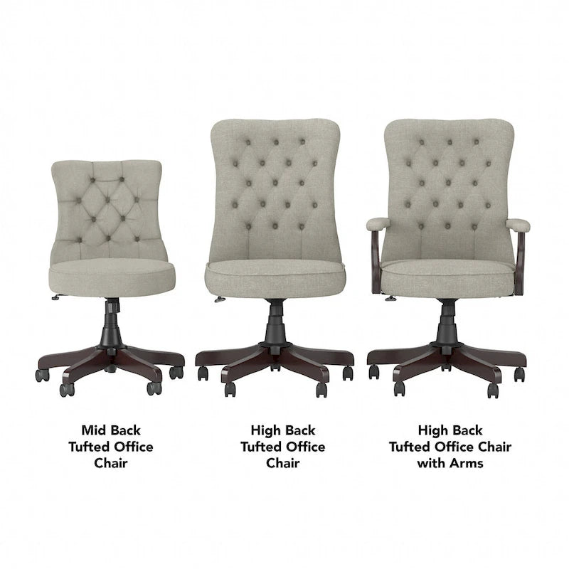 Chaise de bureau capitonnée à dossier haut Salinas avec accoudoirs par Bush Furniture