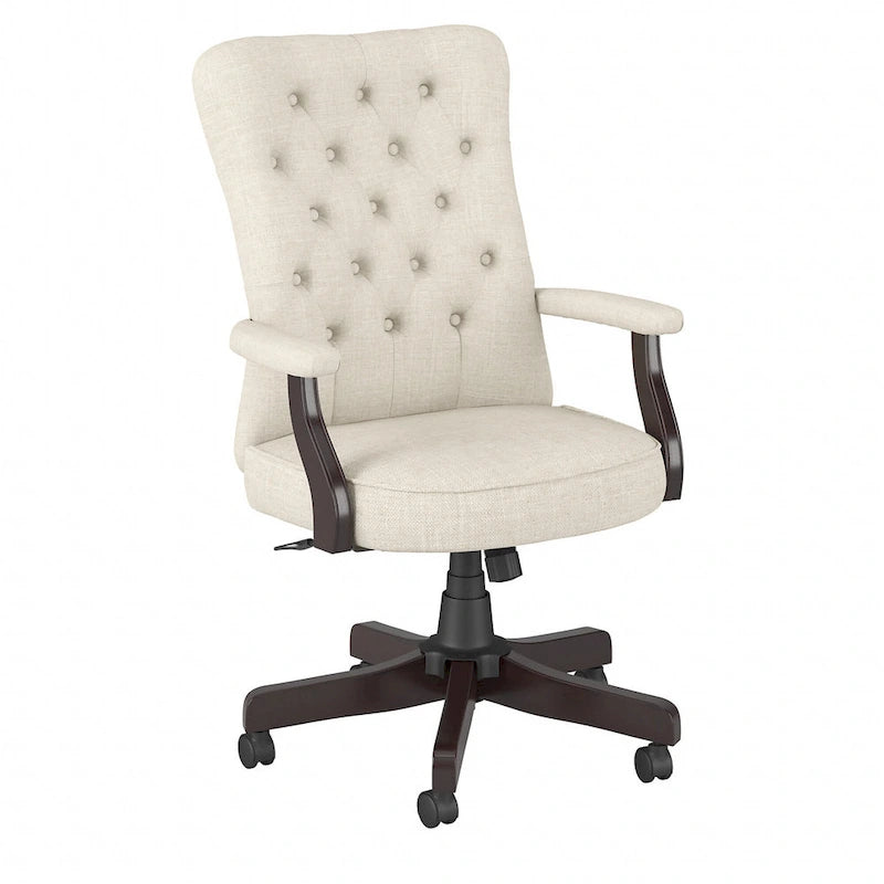 Chaise de bureau capitonnée à dossier haut Salinas avec accoudoirs par Bush Furniture