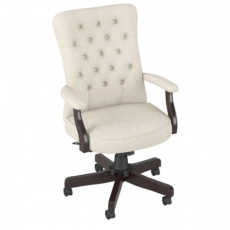 Chaise de bureau capitonnée à dossier haut Salinas avec accoudoirs par Bush Furniture
