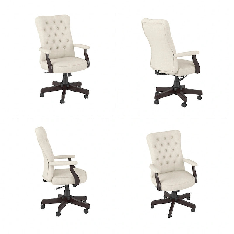 Chaise de bureau capitonnée à dossier haut Salinas avec accoudoirs par Bush Furniture