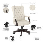 Chaise de bureau capitonnée à dossier haut Salinas avec accoudoirs par Bush Furniture