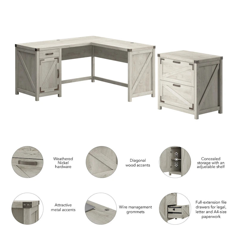 Bureau d'angle 60W Knoxville avec classeur Bush Furniture
