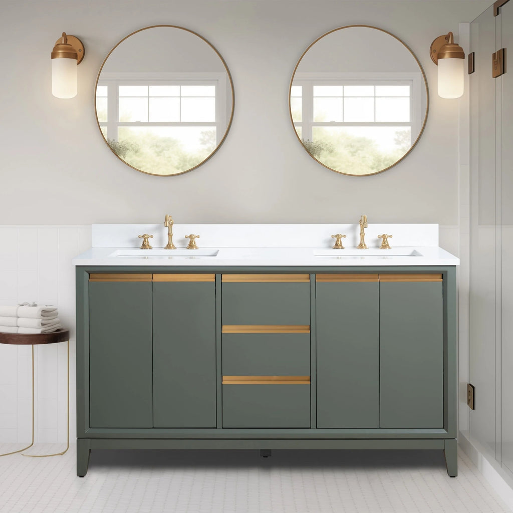 Meuble-lavabo Vanity Art avec évier en céramique et dessus en marbre reconstitué