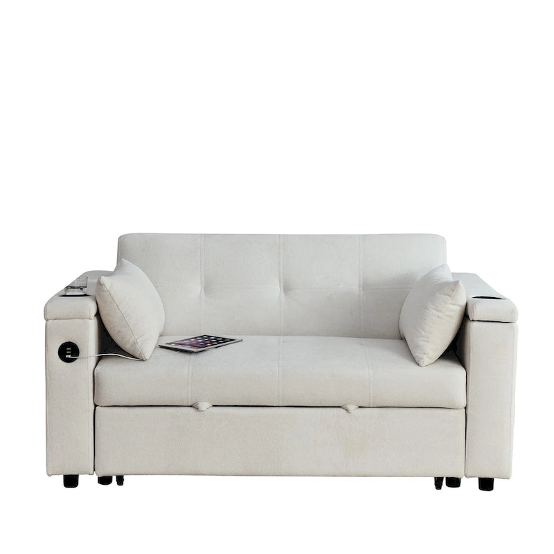 Canapé convertible 54 pouces avec lit gigogne, double assise, fonction relax