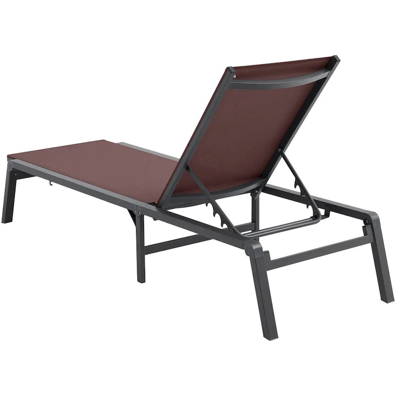 Chaises longues d'extérieur, chaises longues de patio en aluminium avec 5 positions réglables, chaises longues de piscine pliantes inclinables