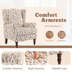 Fauteuil d'appoint moderne Erommy, fauteuil à dossier haut, canapé simple en tissu rembourré avec boutons et pieds en bois pour salon
