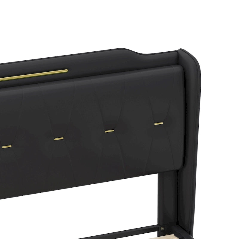 Lit rembourré moderne en cuir PU Uphou par Christopher Knight Home