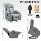 Fauteuil inclinable releveur électrique Lazy Boy, fauteuil de massage moderne à moteur unique avec chauffage lombaire, port de chargement USB, porte-gobelets