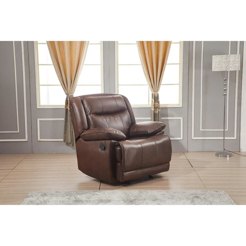 Ensemble de salon inclinable 3 pièces Betsy Furniture en cuir reconstitué : canapé, causeuse et fauteuil à bascule.