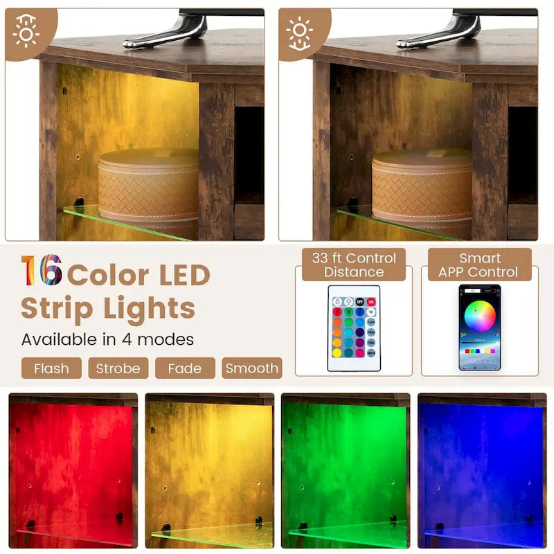 Meuble TV cheminée Costway avec lumières LED et cheminée électrique 18 pouces pour - Voir détails