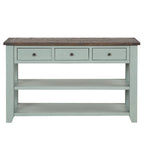 Console en bois avec 3 tiroirs de rangement et 2 étagères