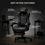 Chaise de jeu RESPAWN 110 Pro - Chaise de jeu avec repose-pieds, chaise de bureau ergonomique