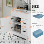 Meuble-lavabo de salle de bain Wavy Line 30/36/48 avec évier et robinet
