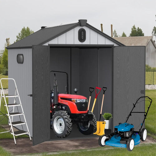Abri de jardin en résine toutes saisons avec plancher, 1,8 m x 1,2 m/1,8 m x 2,4 m/2,4 m x 1,8 m/2,4 m x 3 m, Spire Tool Shed