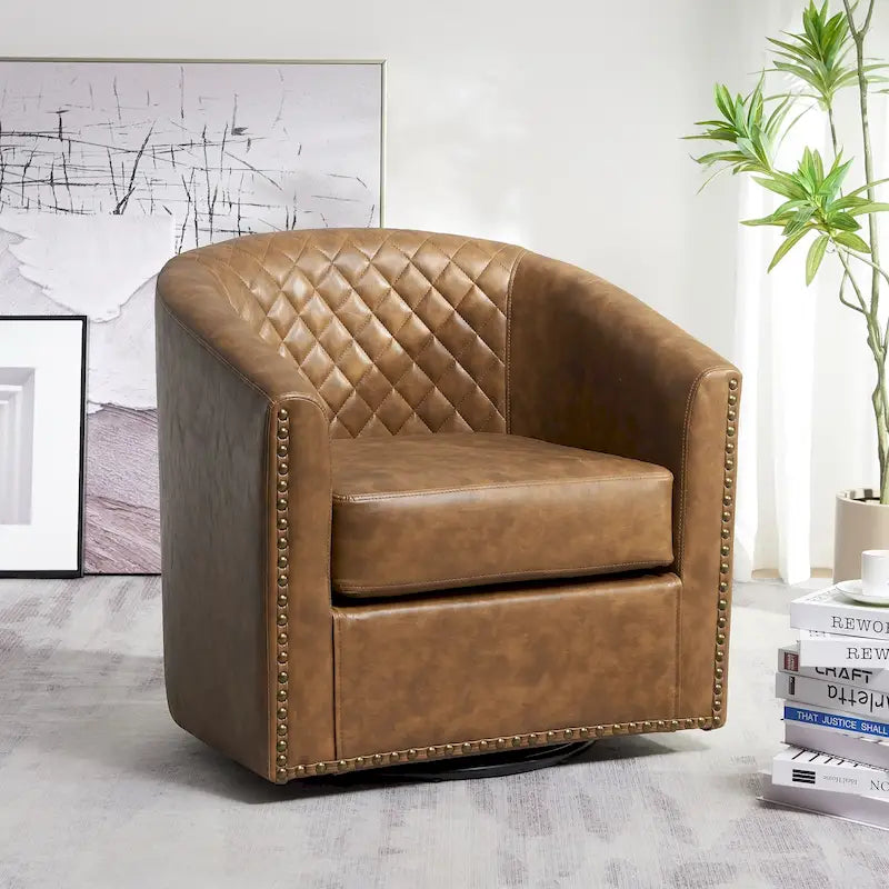 Fauteuil à barillet pivotant en cuir PU touffeté KINWELL 29