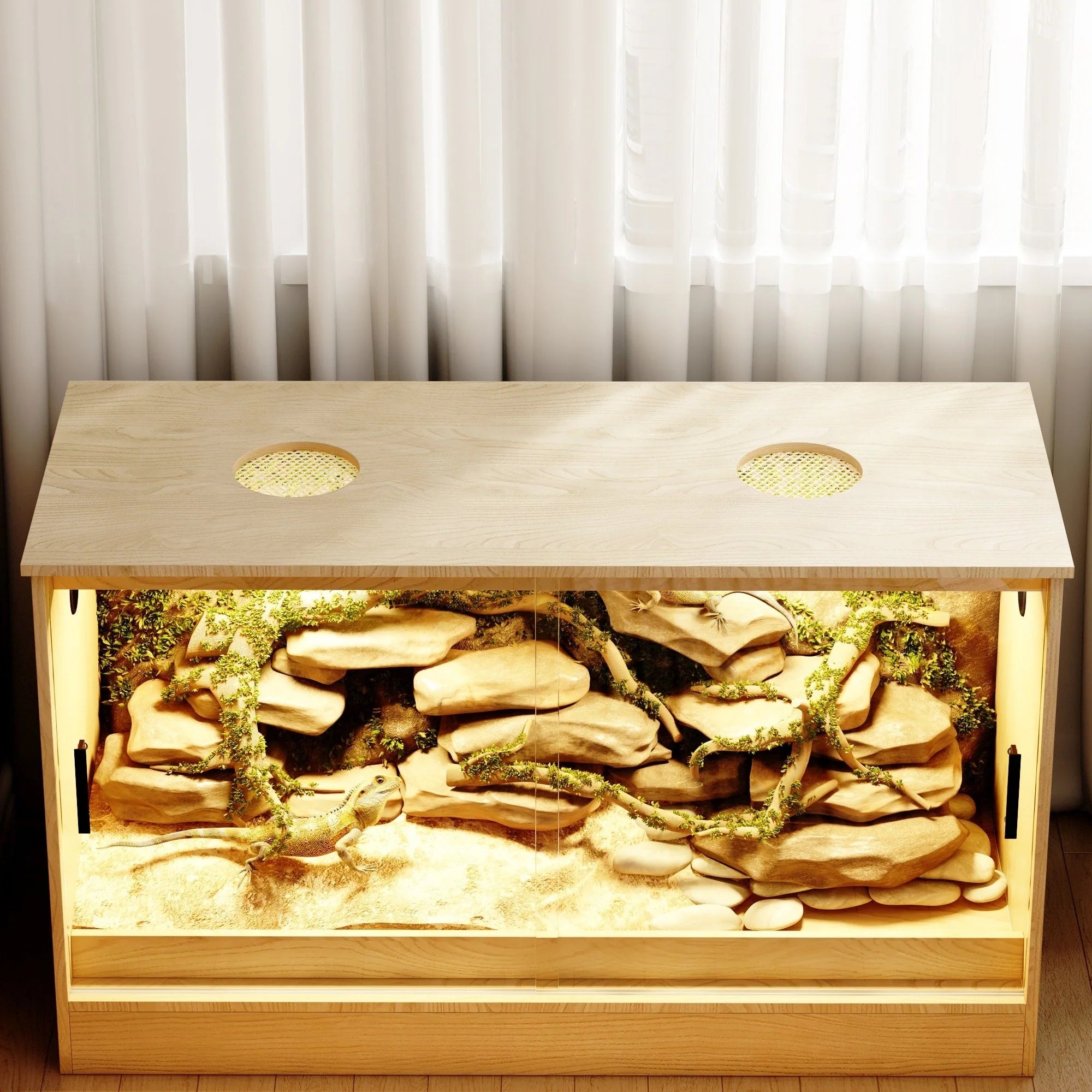 Habitat pour reptiles - Terrarium spacieux pour lézards, serpents et plus - 47,2