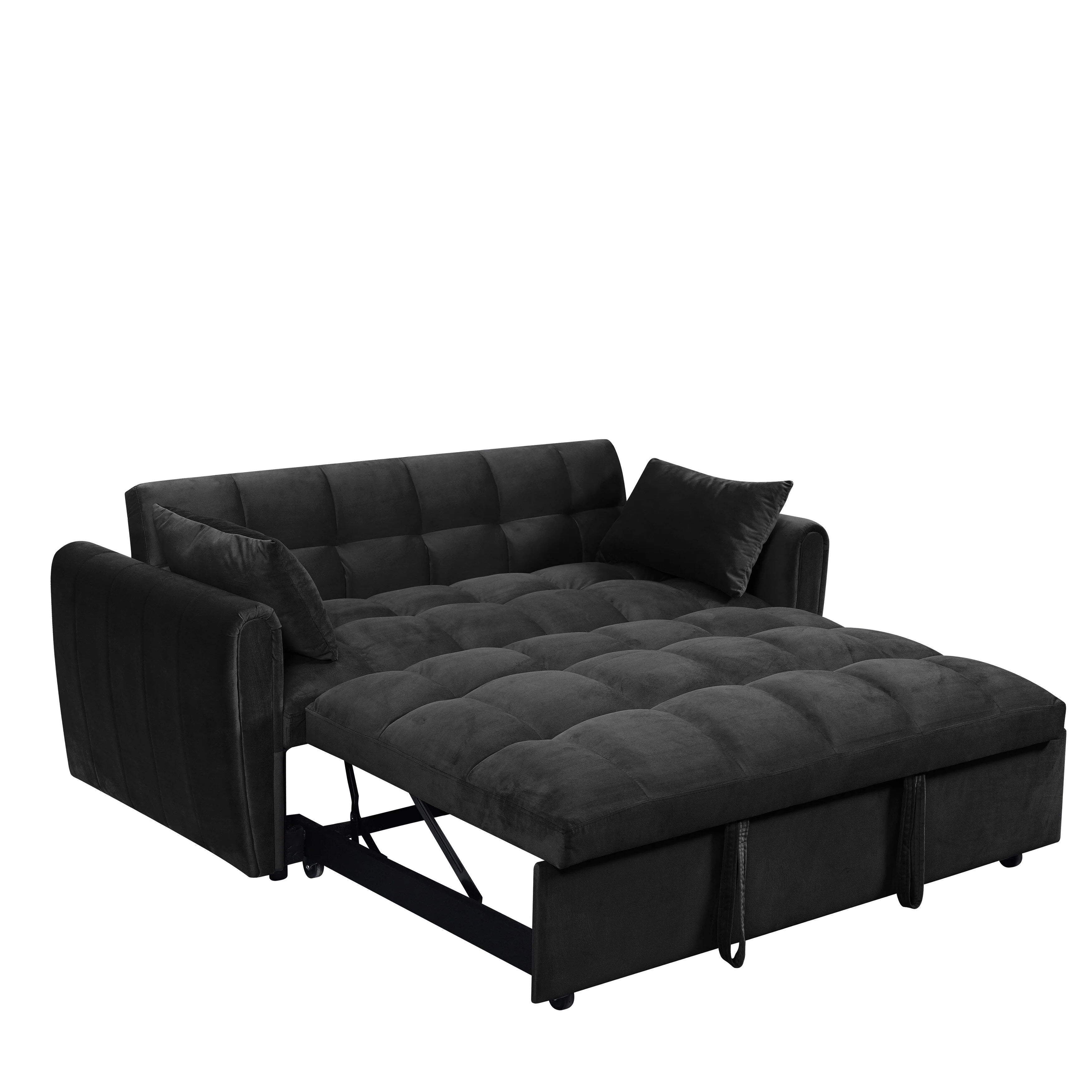 64,96 Canapé-lit convertible 3-en-1 en velours avec dossier réglable, poche de rangement et capacité de poids de 227 kg