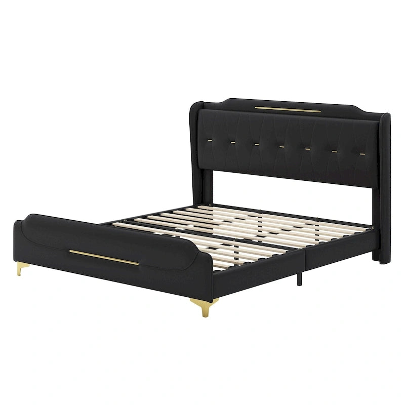 Lit rembourré moderne en cuir PU Uphou par Christopher Knight Home