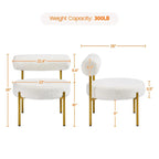 Chaise d'appoint Yaheetech avec pieds en métal doré et assise ronde rembourrée, blanc - 252326