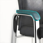 Chaise de bureau HomeyFad moderne en cuir et métal à 4 pieds avec accoudoirs