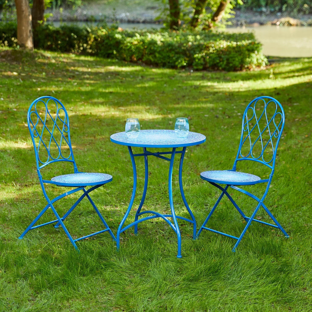 Ensemble bistrot pliant en métal Glitzhome pour extérieur, 3 pièces, table et chaises de patio