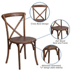Ensemble de 10 chaises à dossier croisé et coussins avec table de ferme pliante rustique 8 x 40