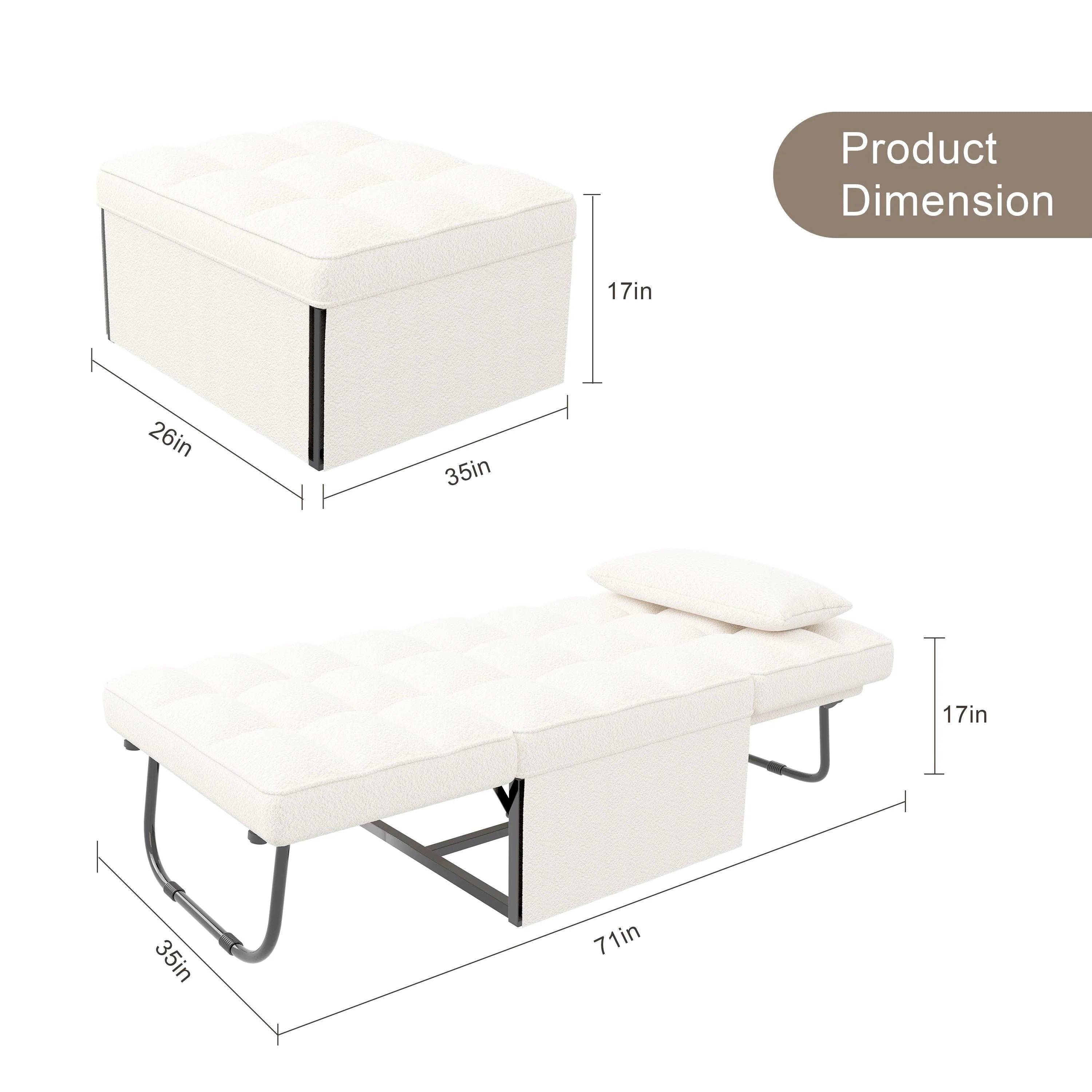 Canapé convertible Lit d'appoint Fauteuil-lit Canapé pliant Pouf Fauteuils inclinables pour le salon
