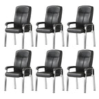 Chaise de bureau HomeyFad moderne en cuir et métal à 4 pieds avec accoudoirs