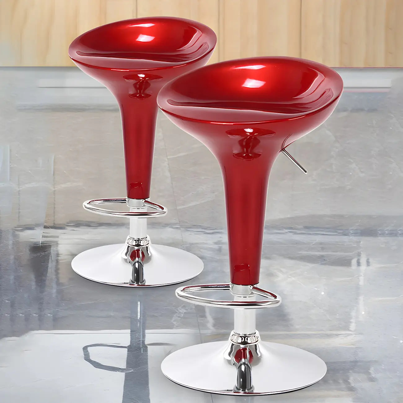 Tabouret de bar pivotant en plastique chromé réglable en hauteur