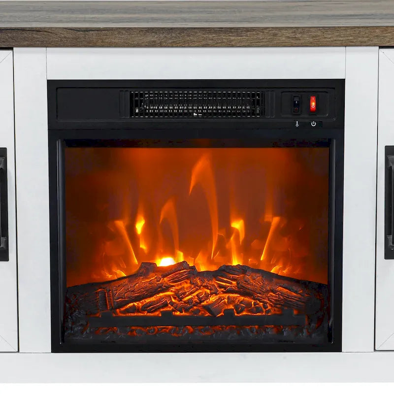 Meuble console de 147 cm avec foyer électrique pour téléviseurs jusqu'à 65 pouces
