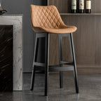 Tabourets de bar en similicuir Mid-Century Modern avec pieds en bois
