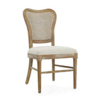 Chaises de salle à manger en bois d'hévéa de style fermier avec dossier en rotin (deux chaises par ensemble).