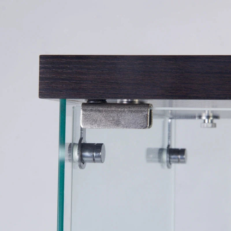 Vitrine en verre éclairée à deux portes avec 4 étagères, noire
