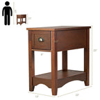 Gymax Lot de 2 Tables d'appoint Contemporaines Compactes avec Tiroir - 13" X 22" X 23" (L x l x H)