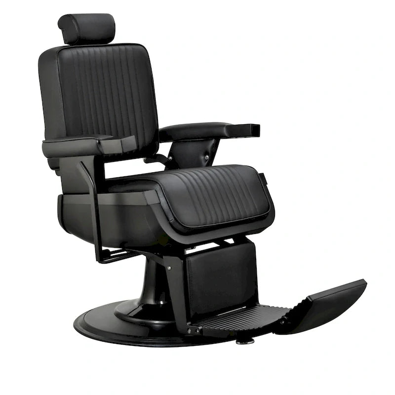 Chaise de barbier robuste inclinable hydraulique JAXSON, cadre noir