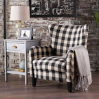 Fauteuil rembourré à dossier haut avec pieds en bois Modern Retro 30.25 pour le salon