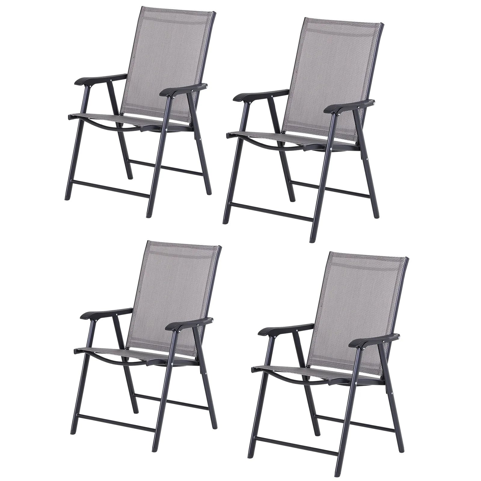 Lot de 4 chaises pliantes Outsunny au design simple et élégant, confortables pour la terrasse, le jardin et les voyages