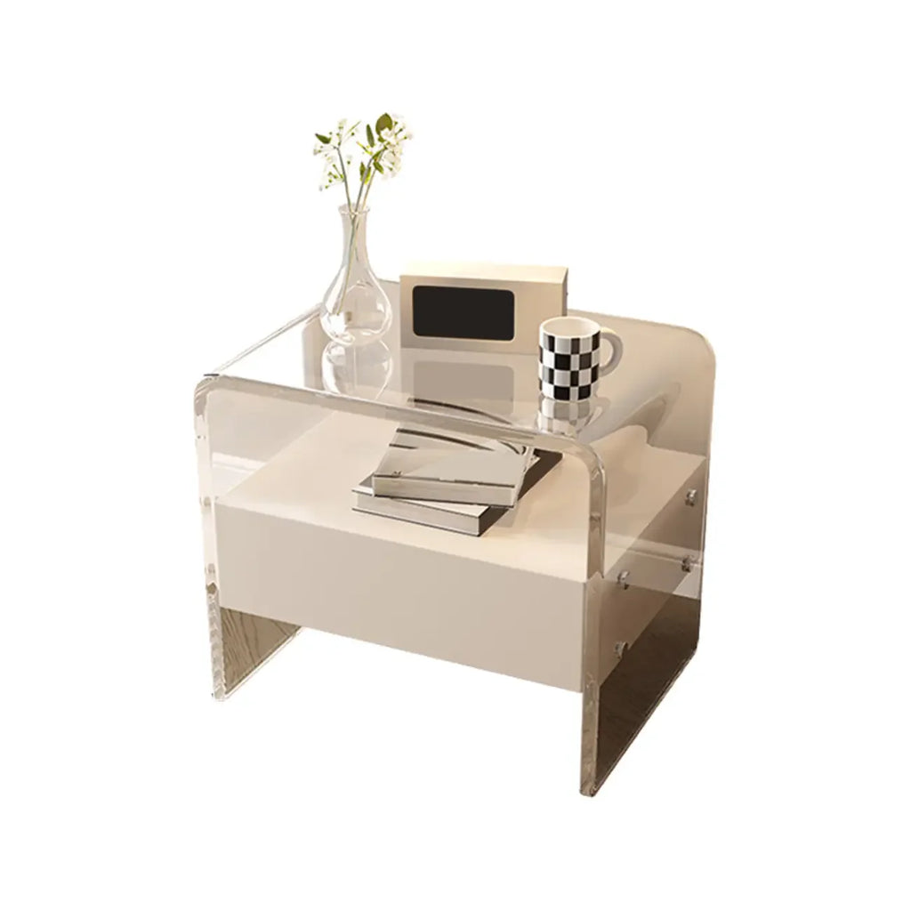 Table de chevet avec tiroirs en acrylique transparent