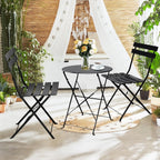 Ensemble bistrot pliant en métal 3 pièces, salon de conversation intérieur/extérieur résistant aux intempéries pour patio, cour, jardin