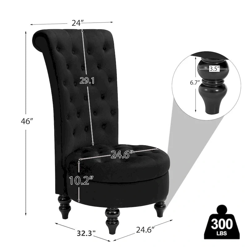 AVAWING Lot de 2 chaises de trône royales rembourrées et pieds en bois d'hévéa
