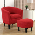 Fauteuil crapaud classique avec revêtement en tissu doux en polyester, repose-pieds inclus