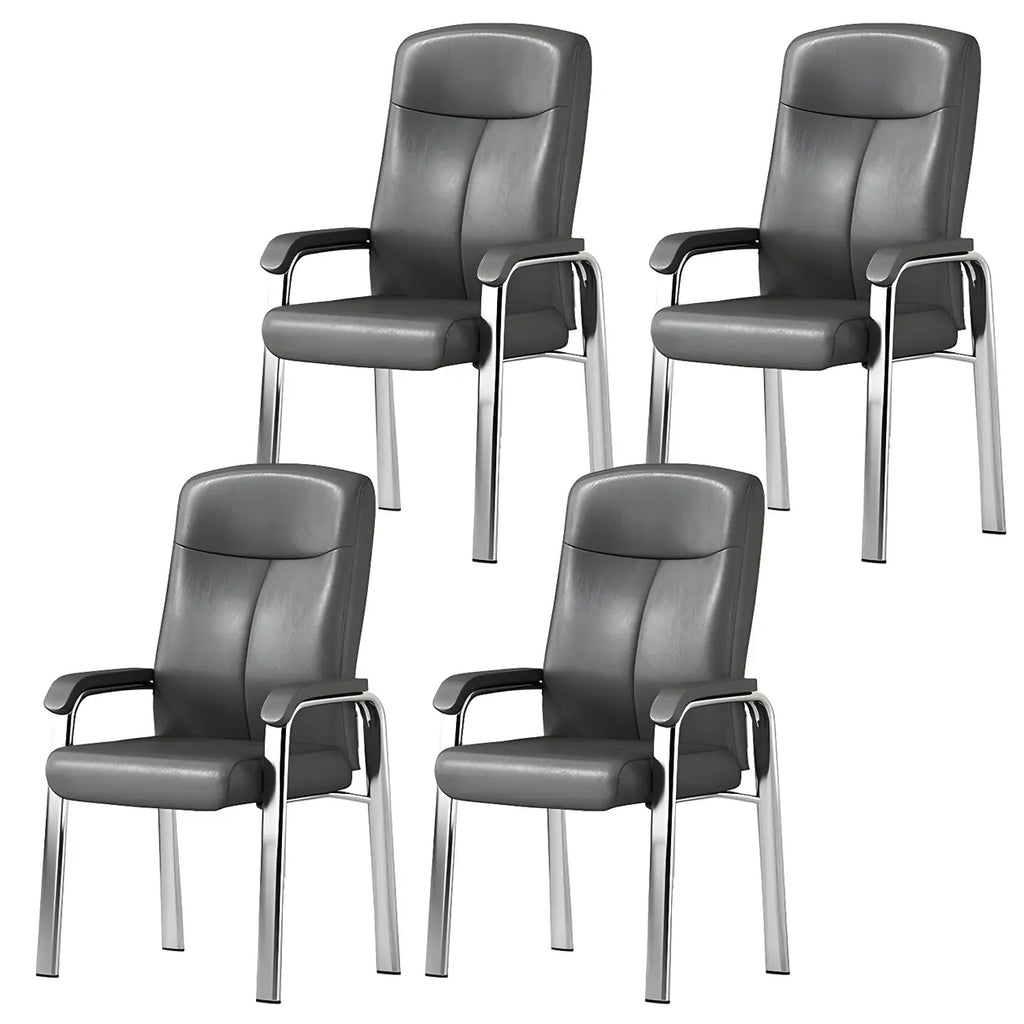 Chaise de bureau HomeyFad moderne en cuir et métal à 4 pieds avec accoudoirs