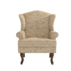 2 fauteuils d'appoint à dossier haut traditionnels, revêtus de tissu