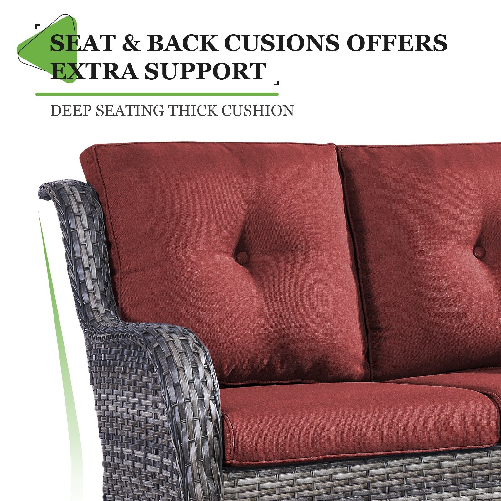Gymojoy Canapé d'extérieur deux places en rotin Wicker Sofa Set