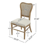 Chaises de salle à manger en bois d'hévéa de style fermier avec dossier en rotin (deux chaises par ensemble).
