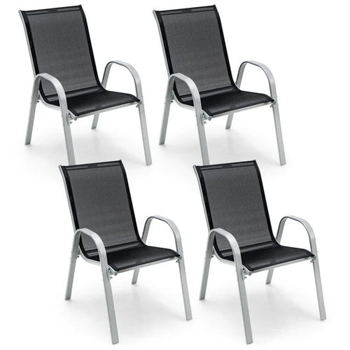 Lot de 4 chaises de salle à manger empilables avec accoudoirs pour patio - 73,7 x 54,6 x 90,2 cm (L x l x H)