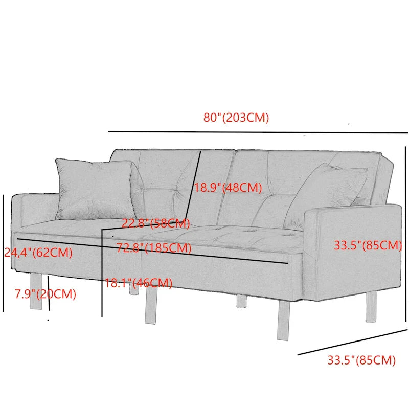 80 Canapé-lit futon convertible